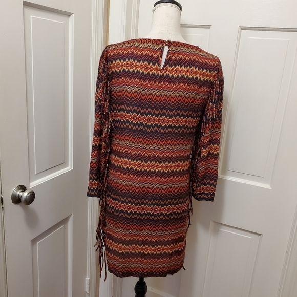 NWOT Zara Women Aztec Print  Fringe Multicolored Dress Size Medium, Unique - Picture 3 of 12